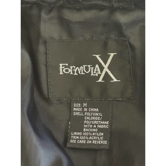 Vintage Y2K Formula X Penny lane all black coat size M faux leather fur Goth - Picture 4 of 13